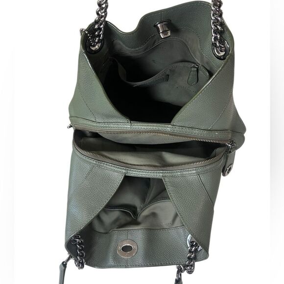 Coach Edie 31 Shoulder Bag Green Pebbled Leather Chain Strap Tote 36855 - Picture 10 of 16